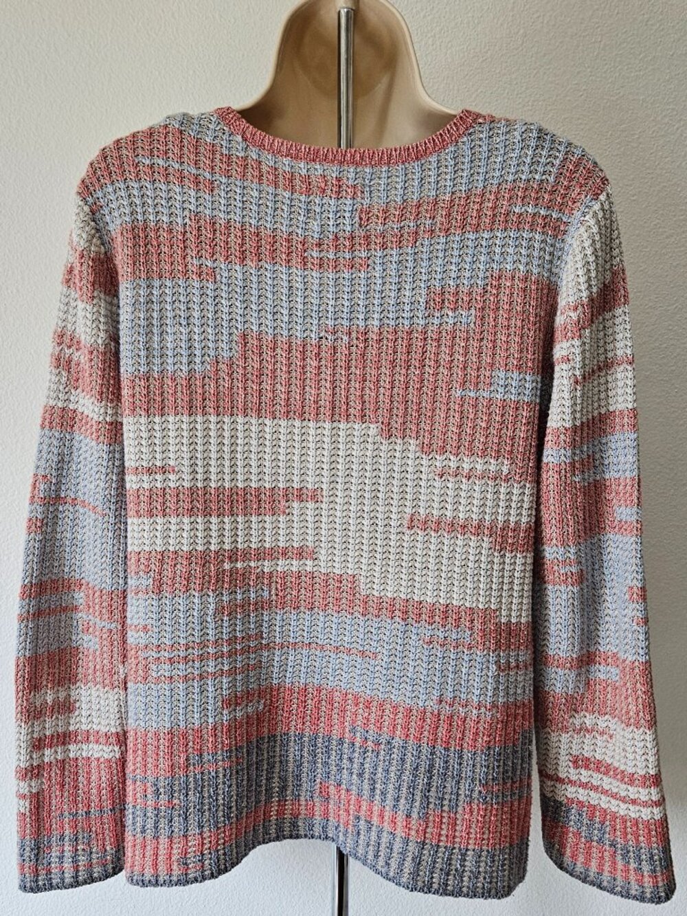 Nic+Zoe Textured Colorblock Loose Knit V-Neck Sweater - Picture 6 of 10